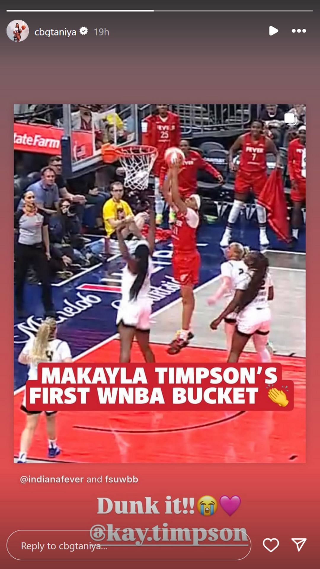 Image via the Instagram story of Ta'Niya Latson.